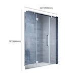 Hinged Clear Glass Frameless Shower Door with Towel Bar Image - 11