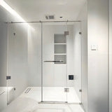 Hinged Clear Glass Frameless Shower Door with Towel Bar Image - 3