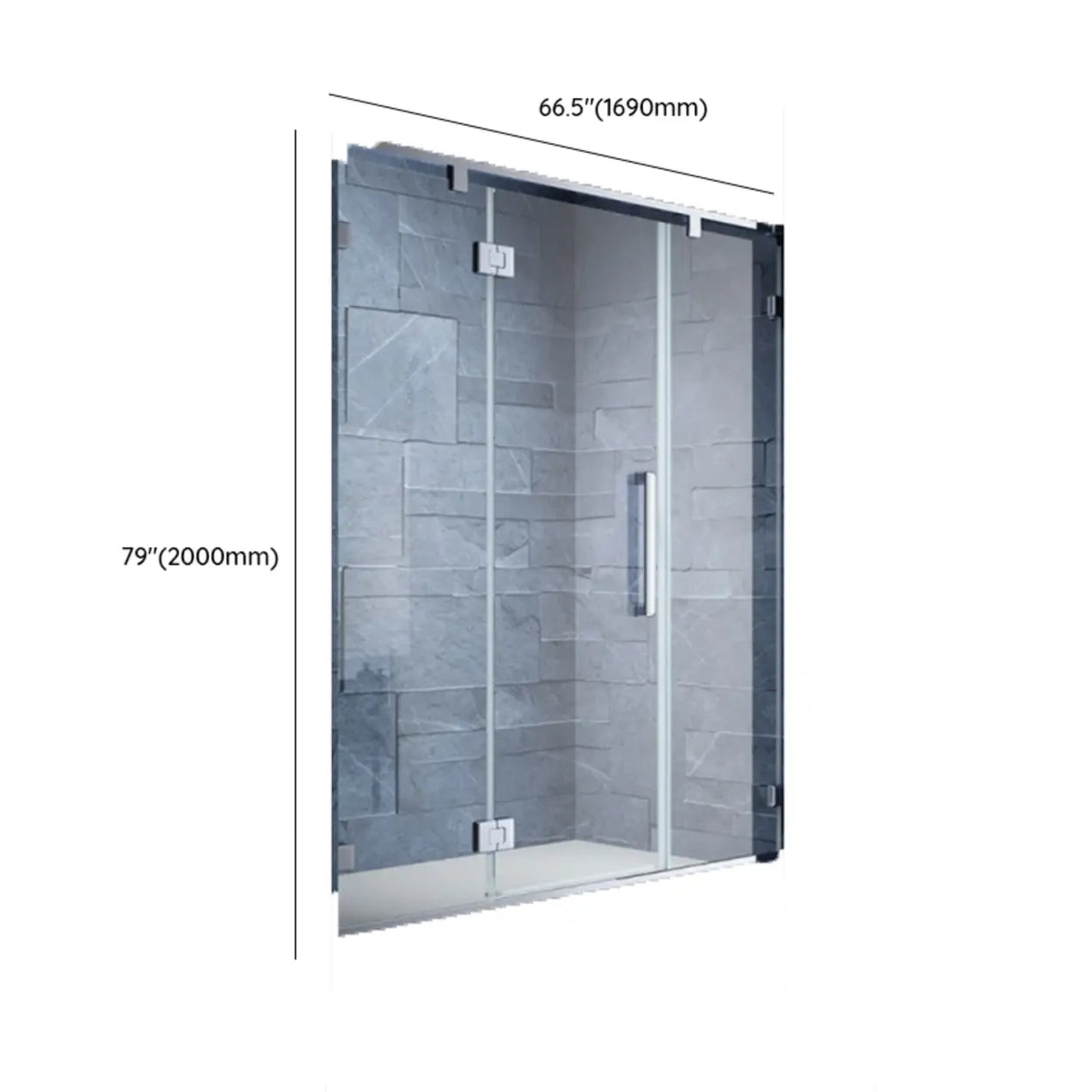 Hinged Clear Glass Frameless Shower Door with Towel Bar Image - 12