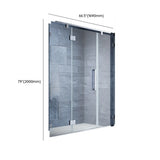 Hinged Clear Glass Frameless Shower Door with Towel Bar Image - 12