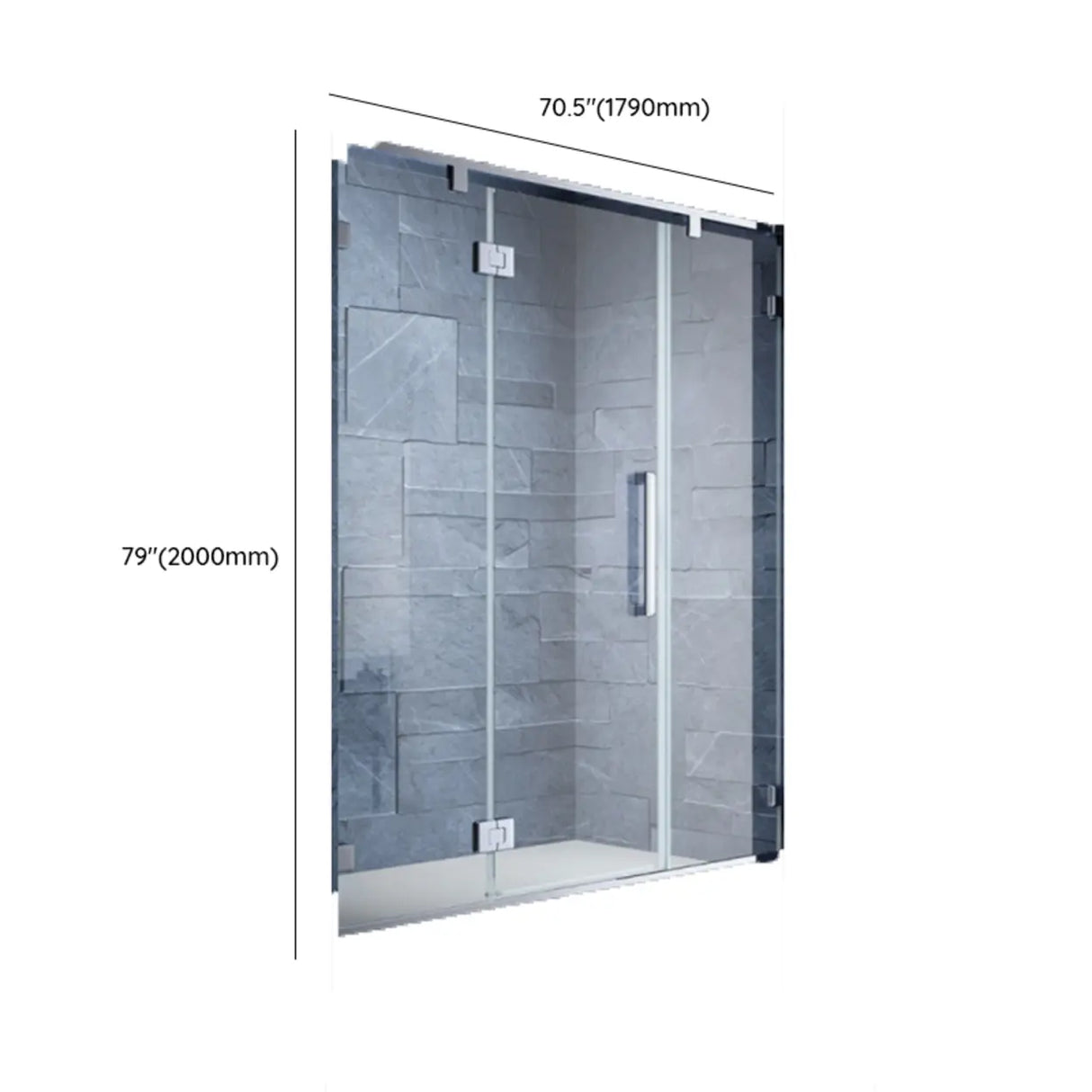 Hinged Clear Glass Frameless Shower Door with Towel Bar Image - 13