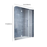 Hinged Clear Glass Frameless Shower Door with Towel Bar Image - 13