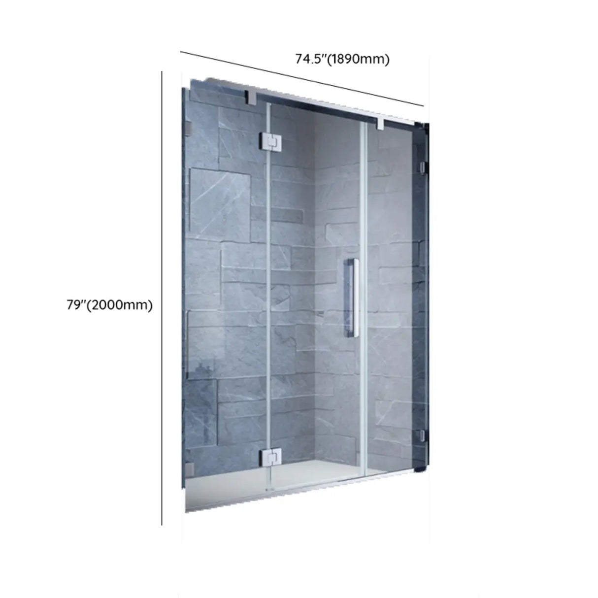 Hinged Clear Glass Frameless Shower Door with Towel Bar Image - 14