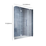 Hinged Clear Glass Frameless Shower Door with Towel Bar Image - 14