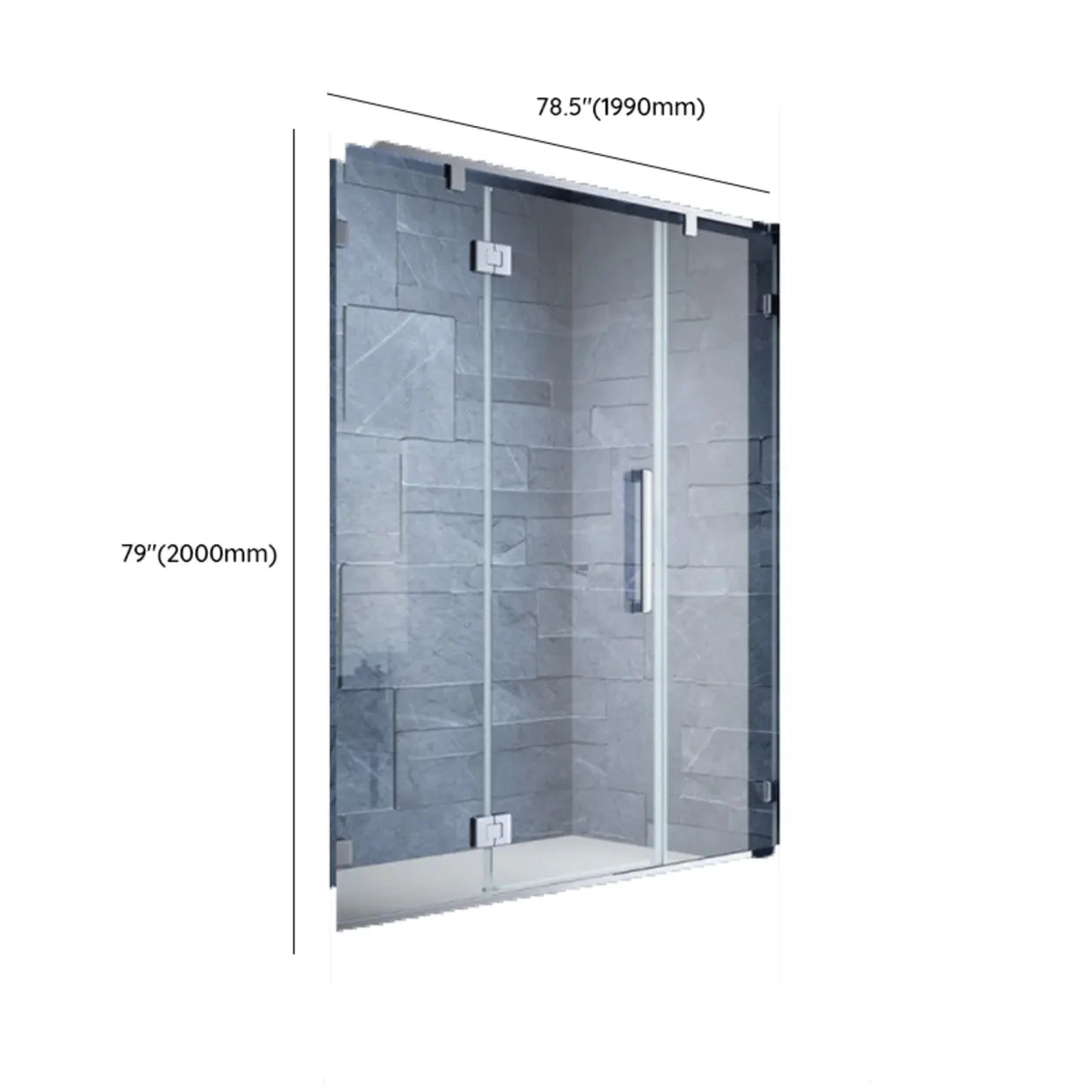 Hinged Clear Glass Frameless Shower Door with Towel Bar Image - 15