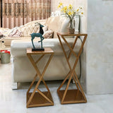 Hollow 2 Tiers Gold Square Metal Decorative Plant Stand Image - 4