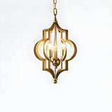 Hollowed Lantern Gold Metal 3-Light Foyer Chandelier Image - 1