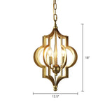 Hollowed Lantern Gold Metal 3-Light Foyer Chandelier #size