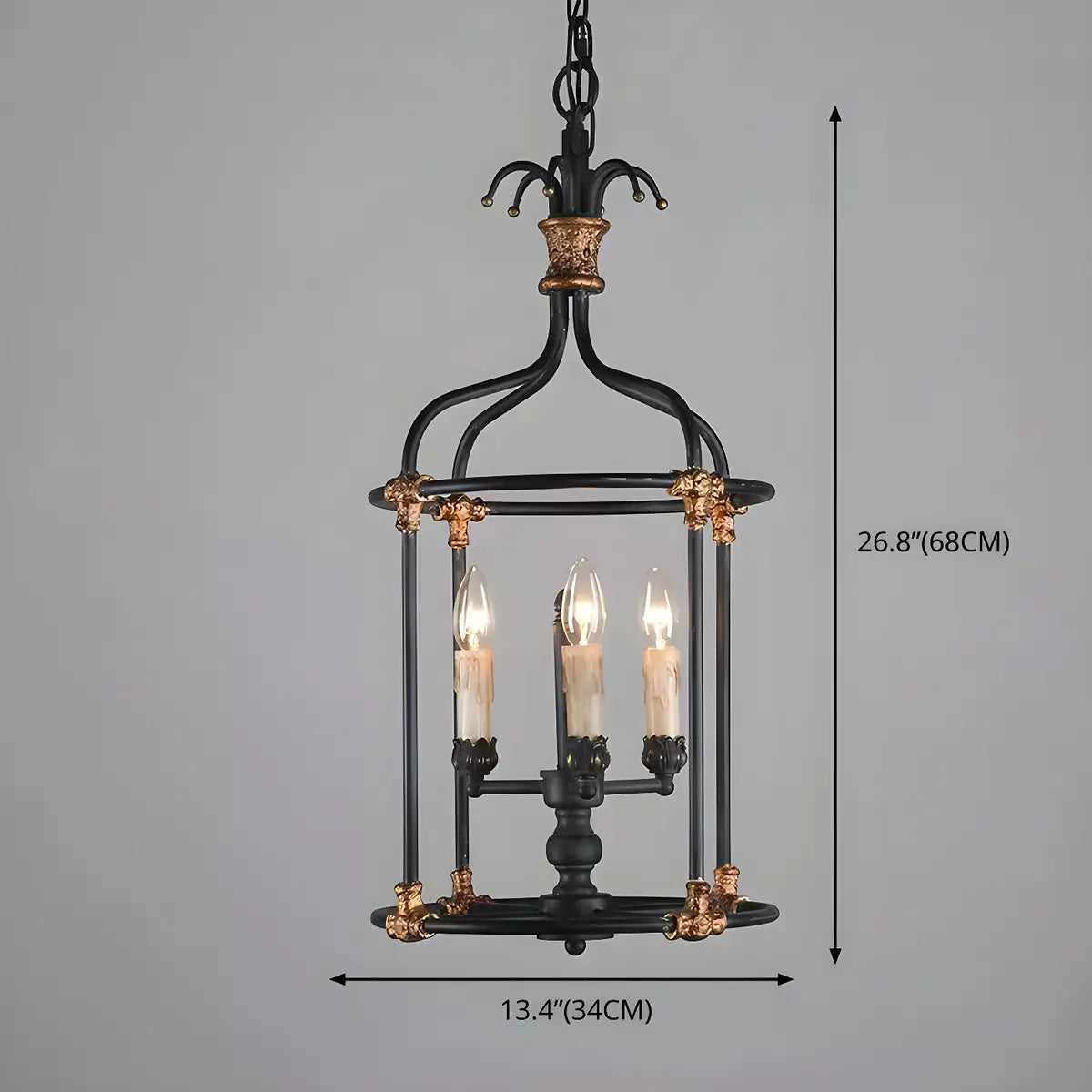 Hollowed Lantern Iron Candle Black Foyer Chandelier 