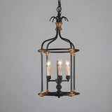 Hollowed Lantern Iron Candle Black Foyer Chandelier Image - 3