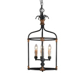 Hollowed Lantern Iron Candle Black Foyer Chandelier Image - 6