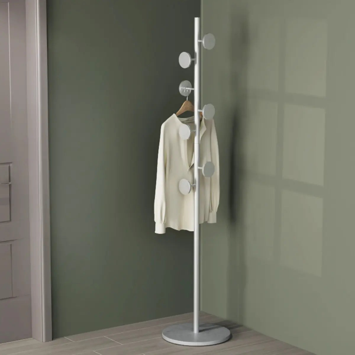 Hooks Gold Metal Freestanding Round Base Tree Coat Rack Image - 16