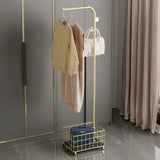 Hooks Metal Gold Shelves Coat Rack with Basket Storage Image - 12