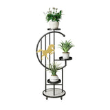 Horse Pattern Round Gold Metal Plant Stand with Shelves Image - 10