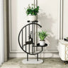 Horse Pattern Round Gold Metal Plant Stand with Shelves Image - 12