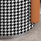 Houndstooth Cylinder Upholstered Accent Vanity Stool Image - 12