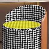 Houndstooth Cylinder Upholstered Accent Vanity Stool Image - 8