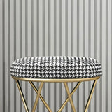 Houndstooth Round Metal Pedestal Upholstered Vanity Stool Image - 13