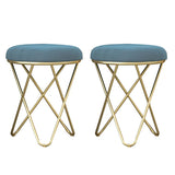 Houndstooth Round Metal Pedestal Upholstered Vanity Stool Image - 19