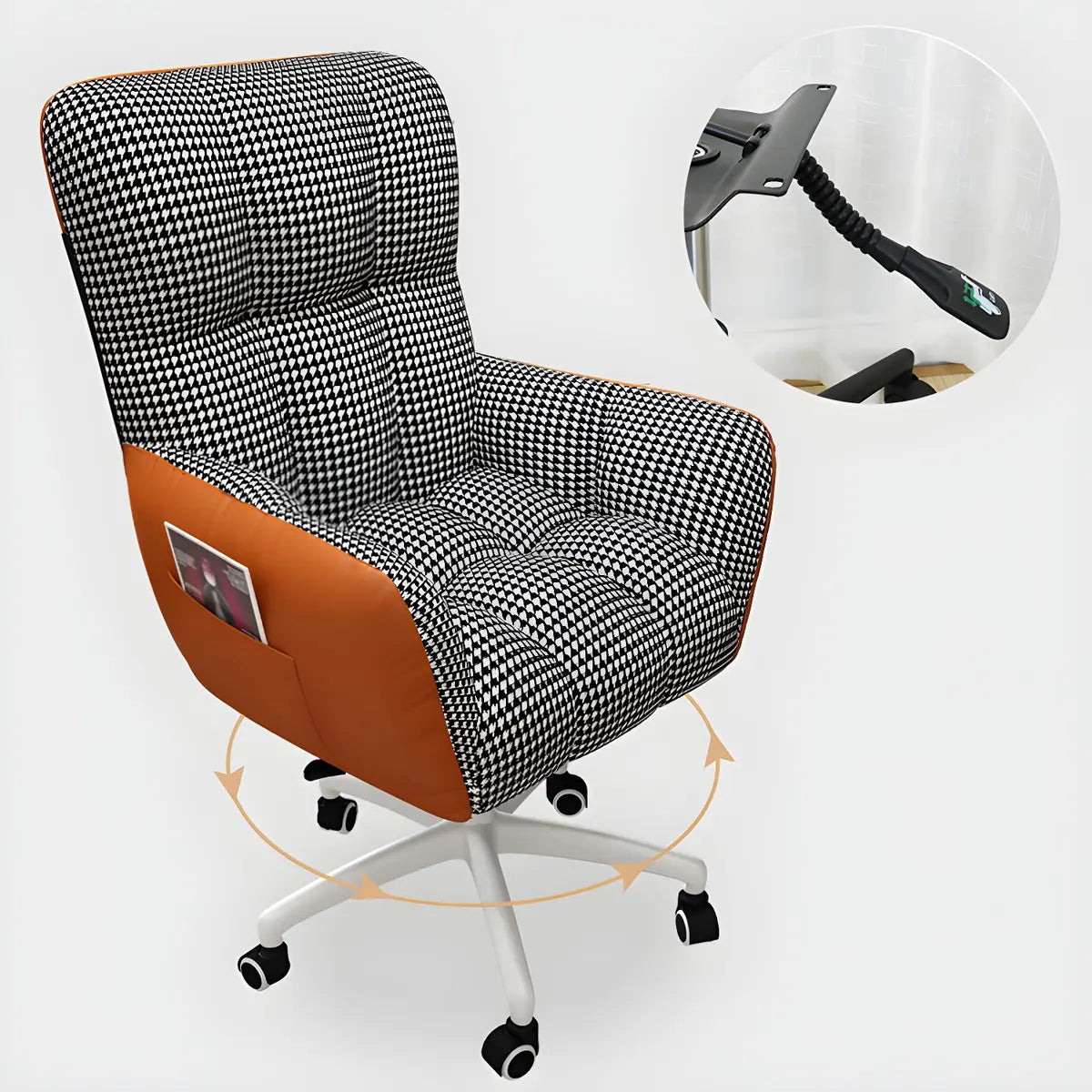 Houndstooth Upholstered Gaming Office Chair with Wheels Image - 12