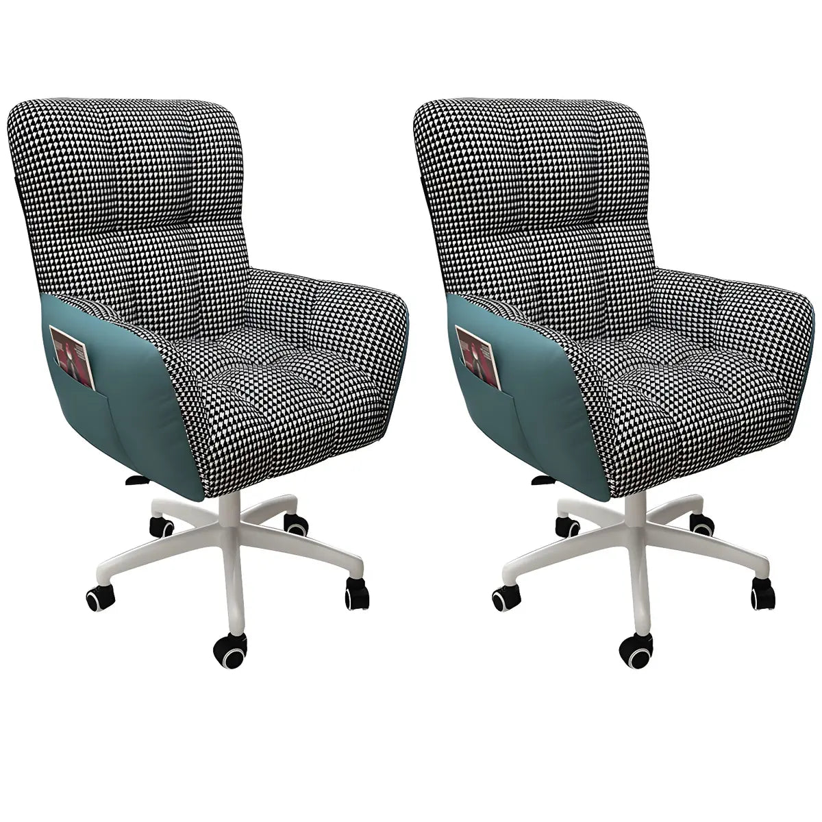 Houndstooth Upholstered Gaming Office Chair with Wheels Image - 21