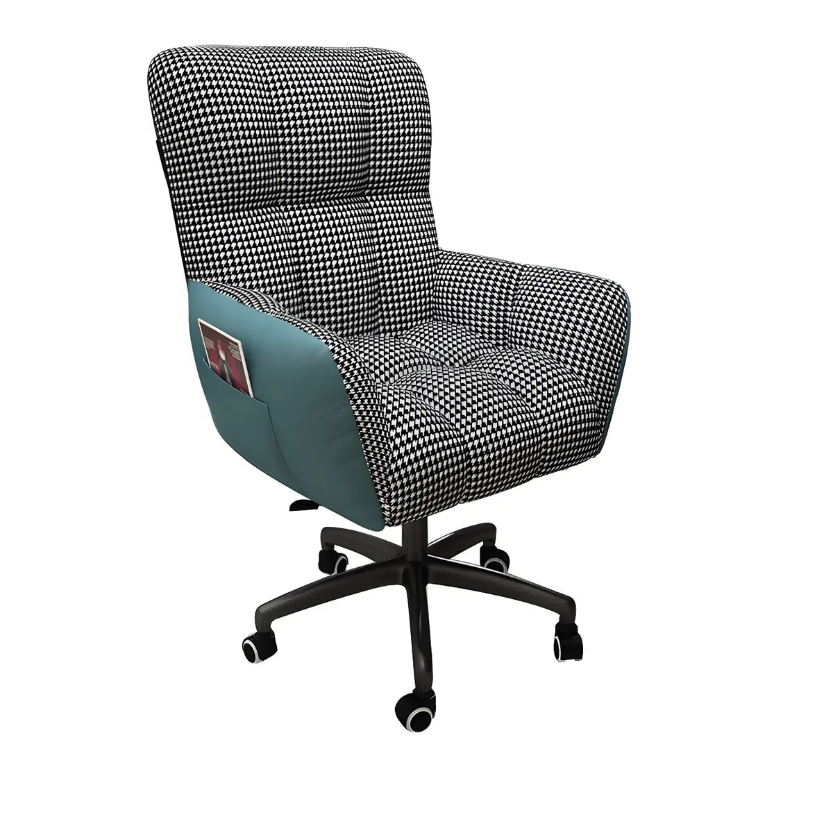 Houndstooth Upholstered Gaming Office Chair with Wheels Image - 25