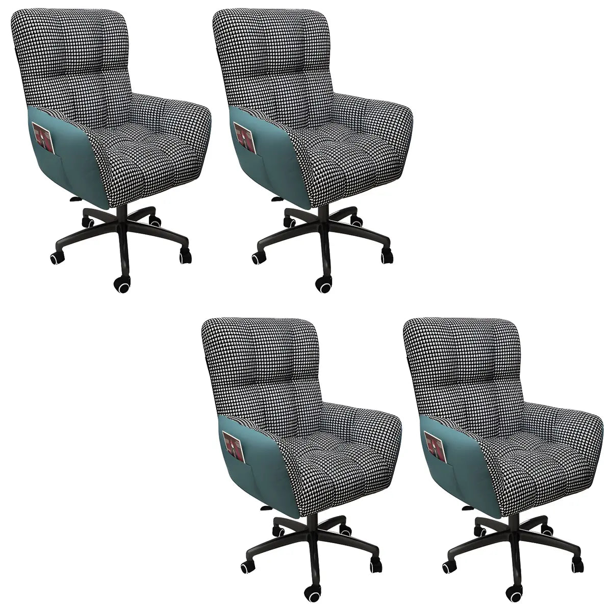 Houndstooth Upholstered Gaming Office Chair with Wheels Image - 27