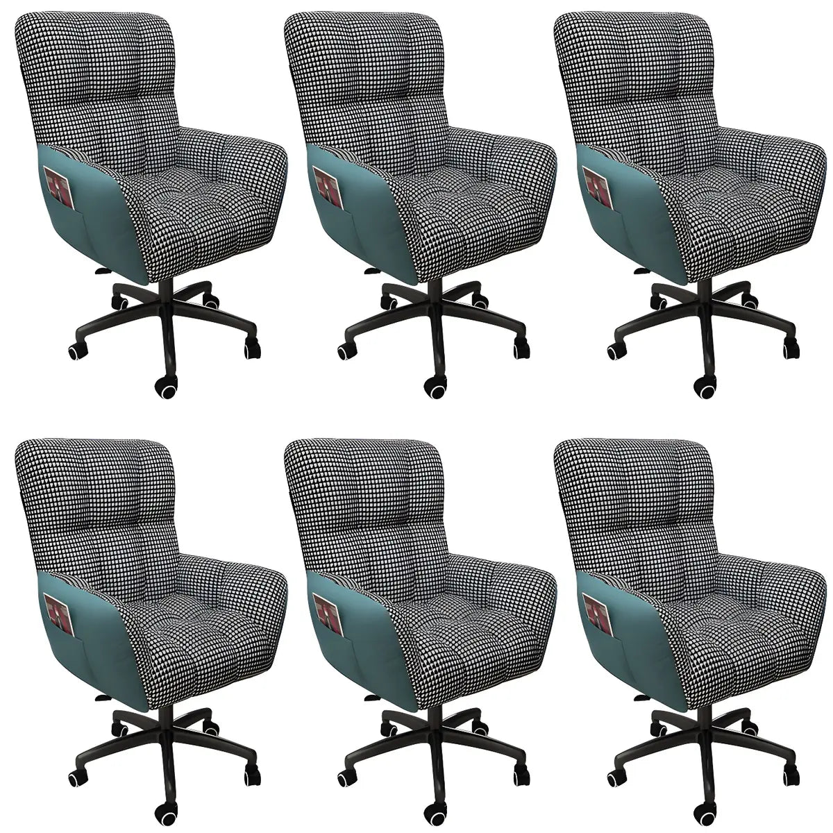 Houndstooth Upholstered Gaming Office Chair with Wheels Image - 28