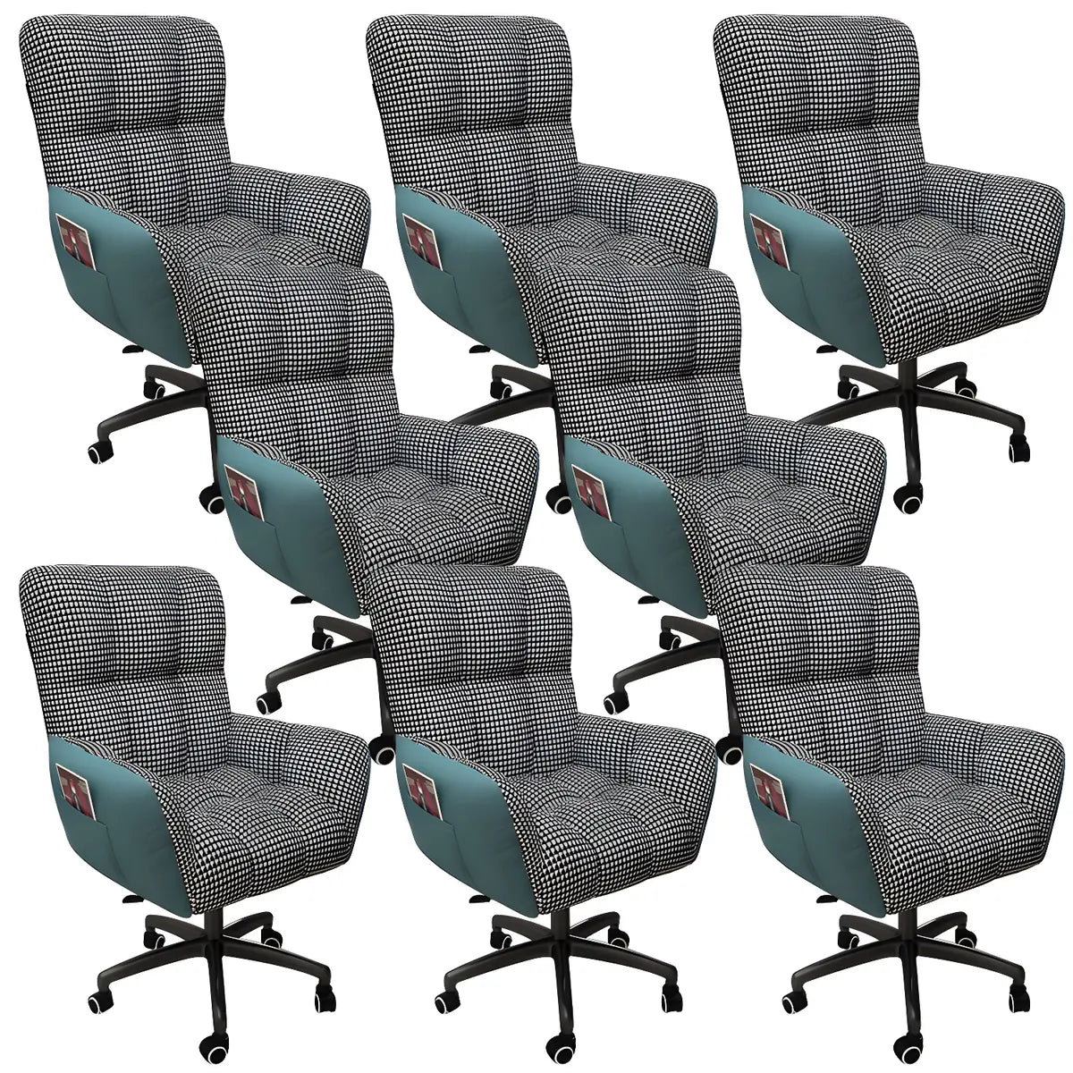 Houndstooth Upholstered Gaming Office Chair with Wheels Image - 29