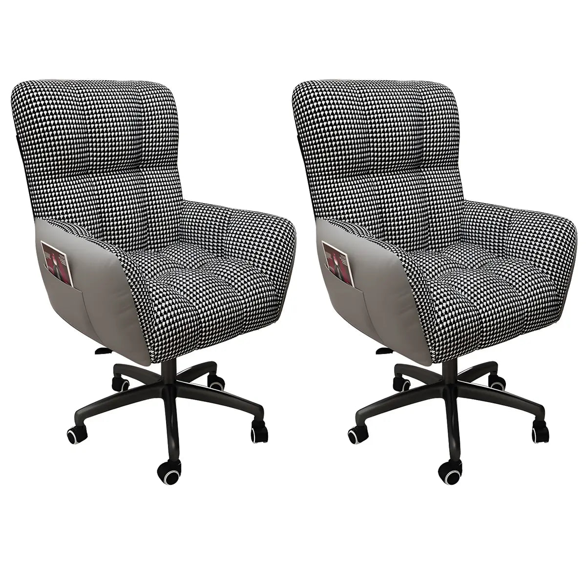 Houndstooth Upholstered Gaming Office Chair with Wheels Image - 31