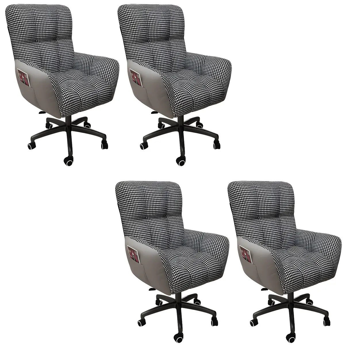 Houndstooth Upholstered Gaming Office Chair with Wheels Image - 32