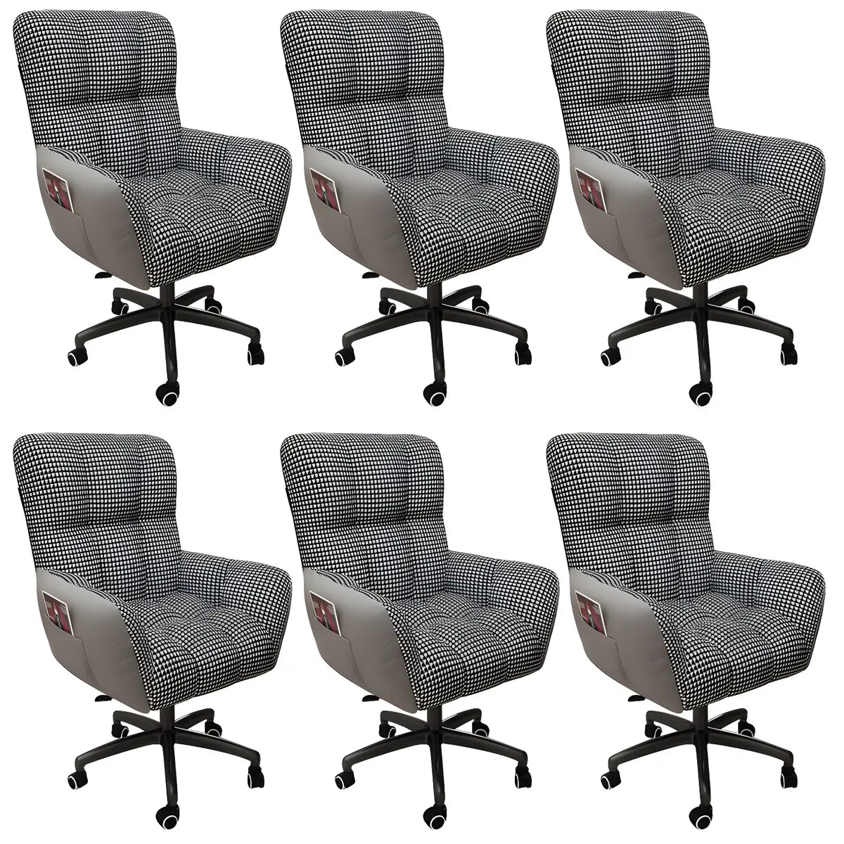 Houndstooth Upholstered Gaming Office Chair with Wheels Image - 33