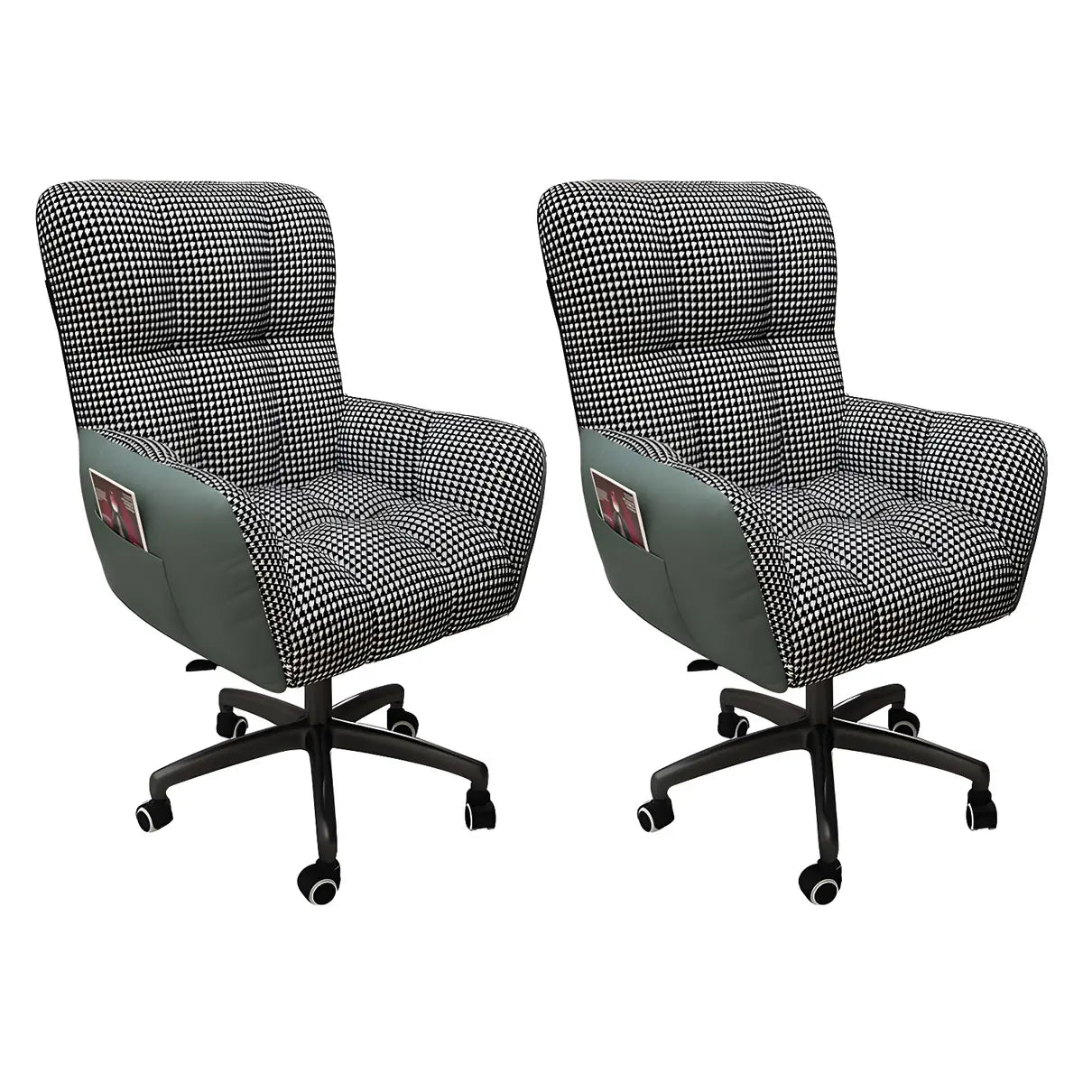 Houndstooth Upholstered Gaming Office Chair with Wheels Image - 4