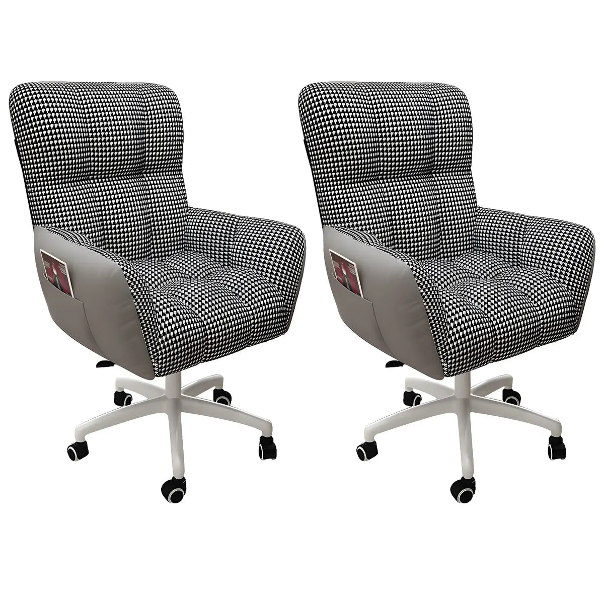 Houndstooth Upholstered Gaming Office Chair with Wheels Image - 40