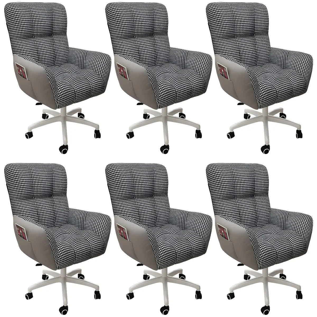 Houndstooth Upholstered Gaming Office Chair with Wheels Image - 42