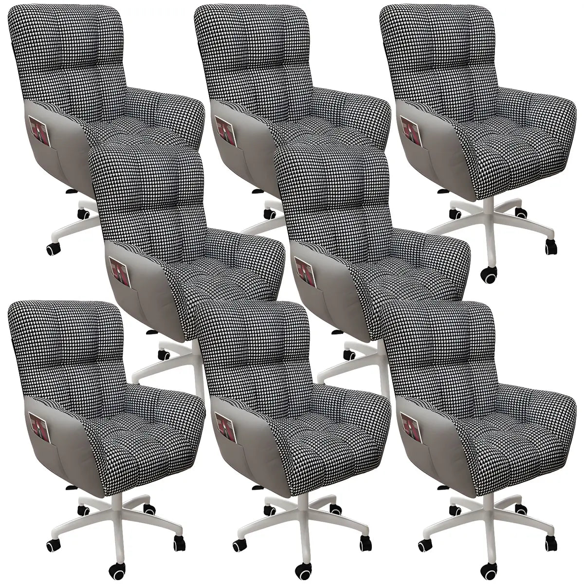 Houndstooth Upholstered Gaming Office Chair with Wheels Image - 43