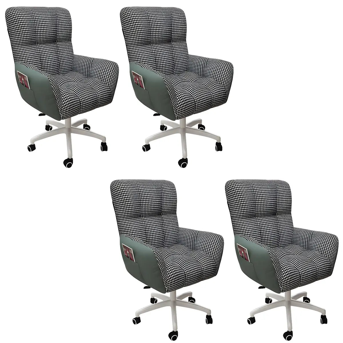 Houndstooth Upholstered Gaming Office Chair with Wheels Image - 46