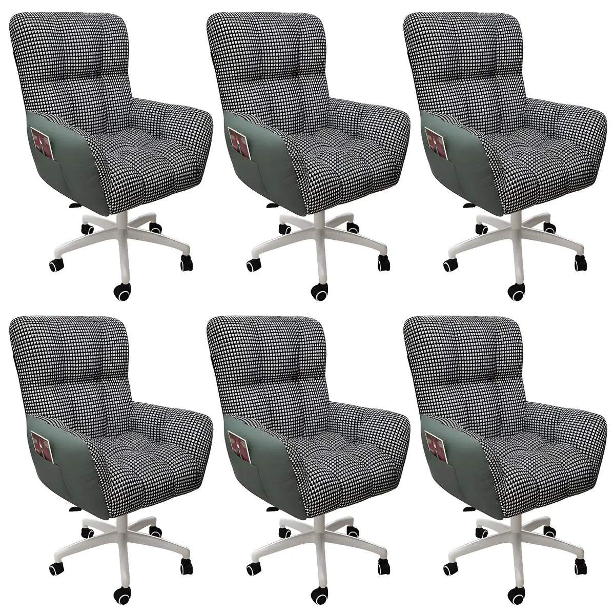 Houndstooth Upholstered Gaming Office Chair with Wheels Image - 47