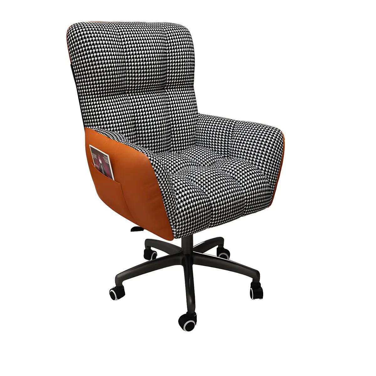 Houndstooth Upholstered Gaming Office Chair with Wheels Image - 49