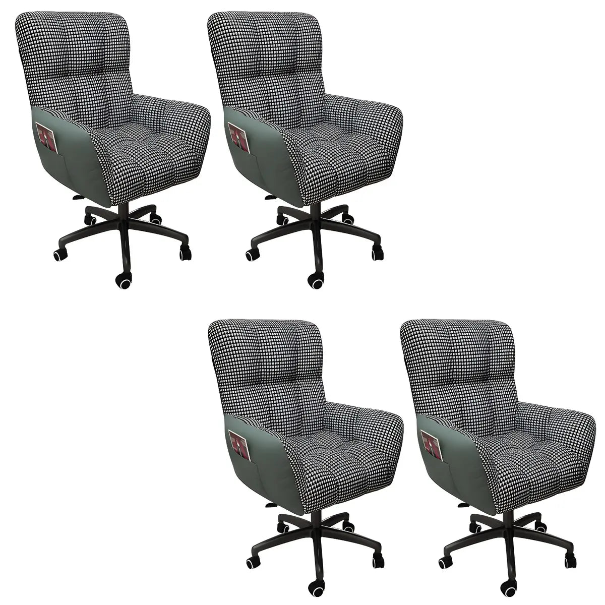 Houndstooth Upholstered Gaming Office Chair with Wheels Image - 5