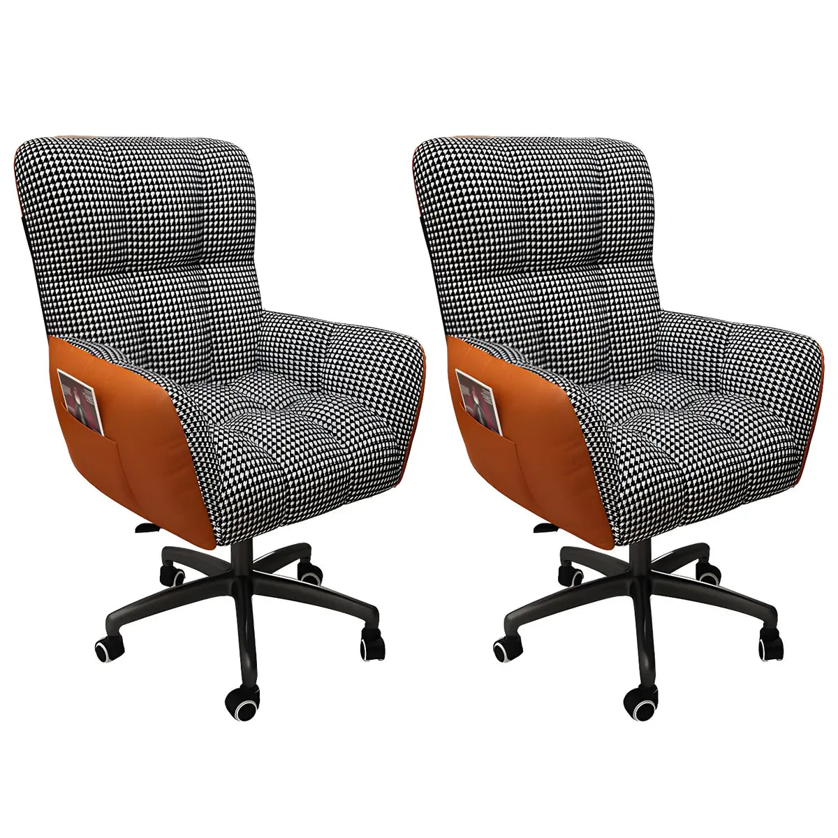 Houndstooth Upholstered Gaming Office Chair with Wheels Image - 50