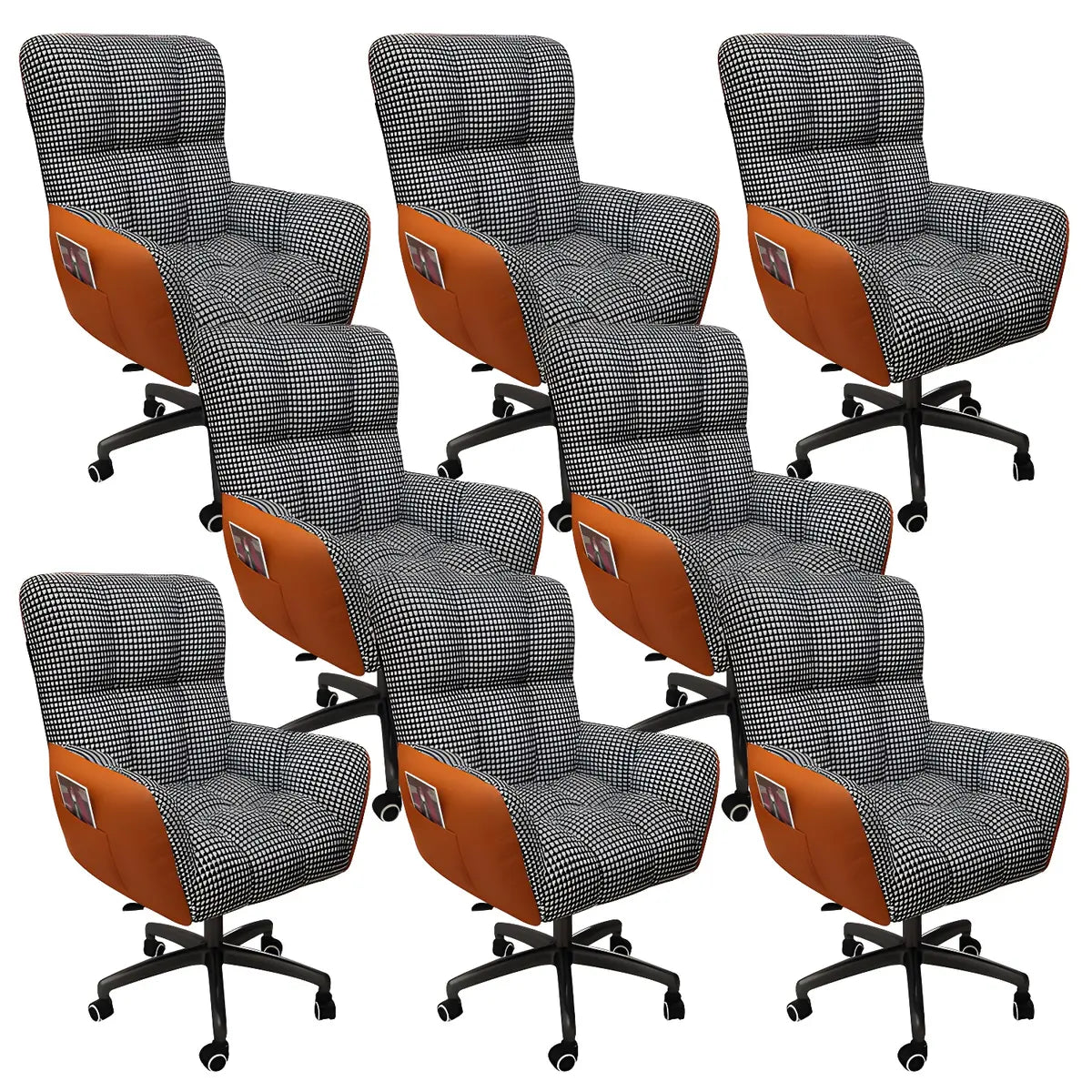 Houndstooth Upholstered Gaming Office Chair with Wheels Image - 53