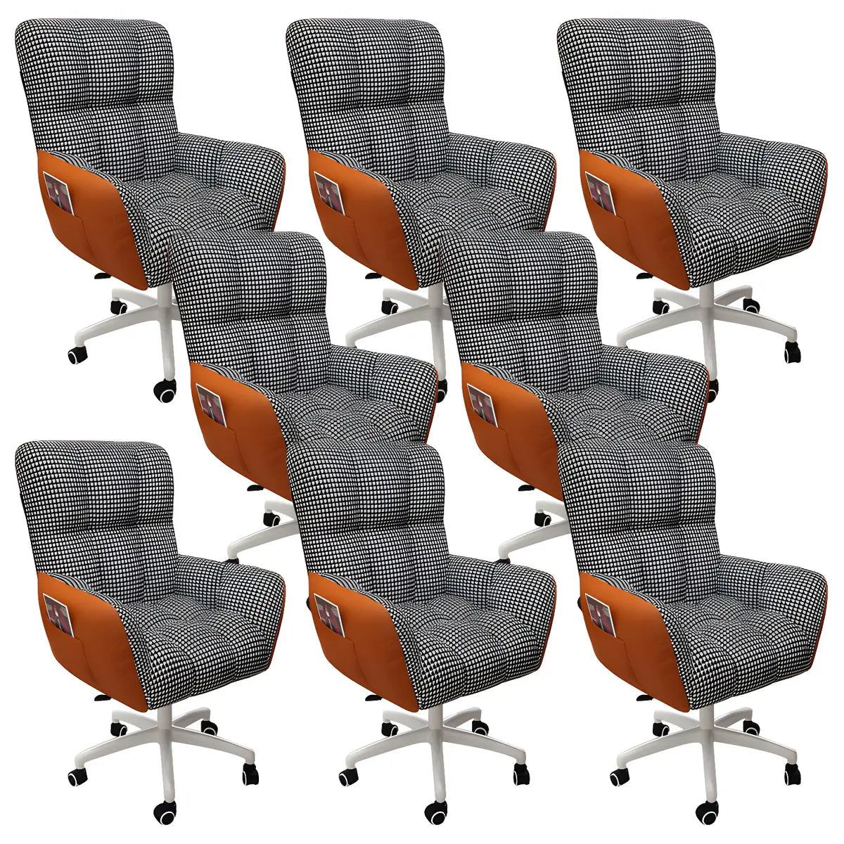 Houndstooth Upholstered Gaming Office Chair with Wheels Image - 62