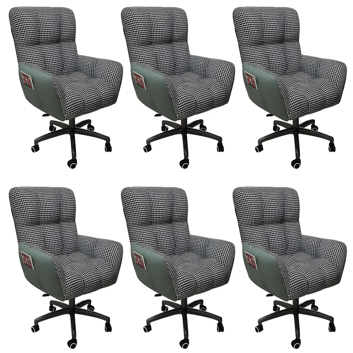 Houndstooth Upholstered Gaming Office Chair with Wheels Image - 8