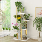 Indoor 5-Tier Rectangle Wood Gold Storage Plant Stand Image - 5