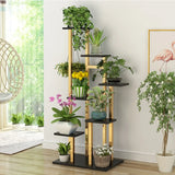 Indoor 5-Tier Rectangle Wood Gold Storage Plant Stand Image - 7