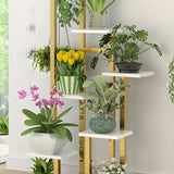 Indoor 5-Tier Rectangle Wood Gold Storage Plant Stand Image - 8