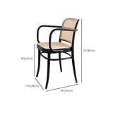 Indoor Arm Chair Rattan Curved Wood Dining Chair Black #size