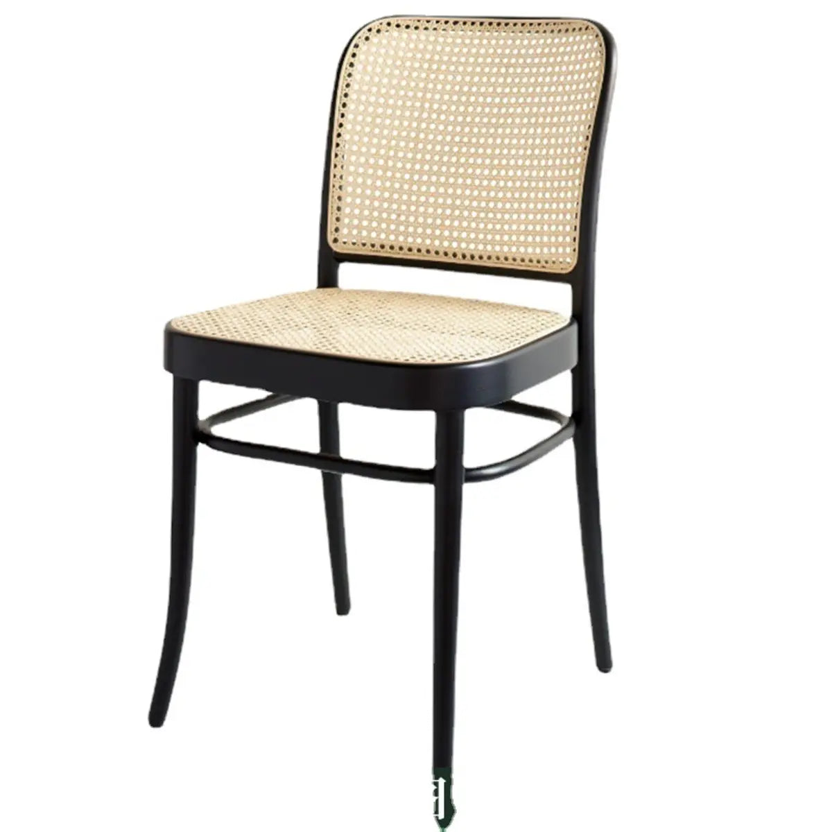 Indoor Arm Chair Rattan Curved Wood Dining Chair Black Image - 5