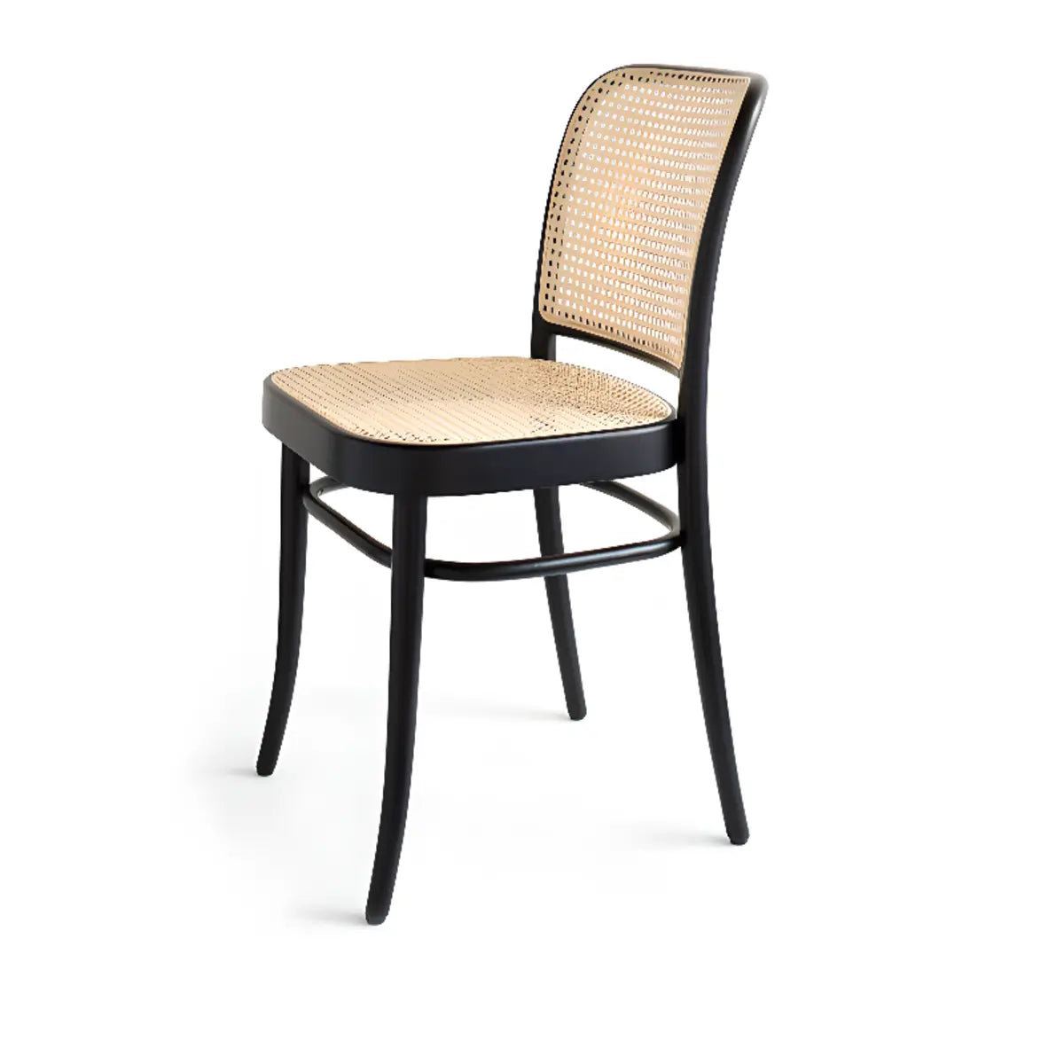 Indoor Arm Chair Rattan Curved Wood Dining Chair Black Image - 6